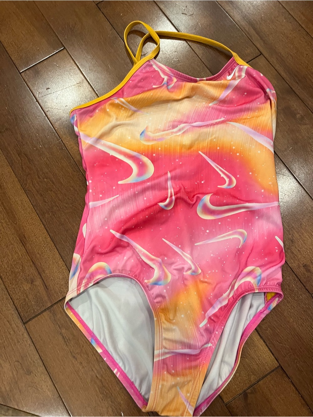 Nike Kids Pink & Yellow Gradient One-Piece Swimsuit